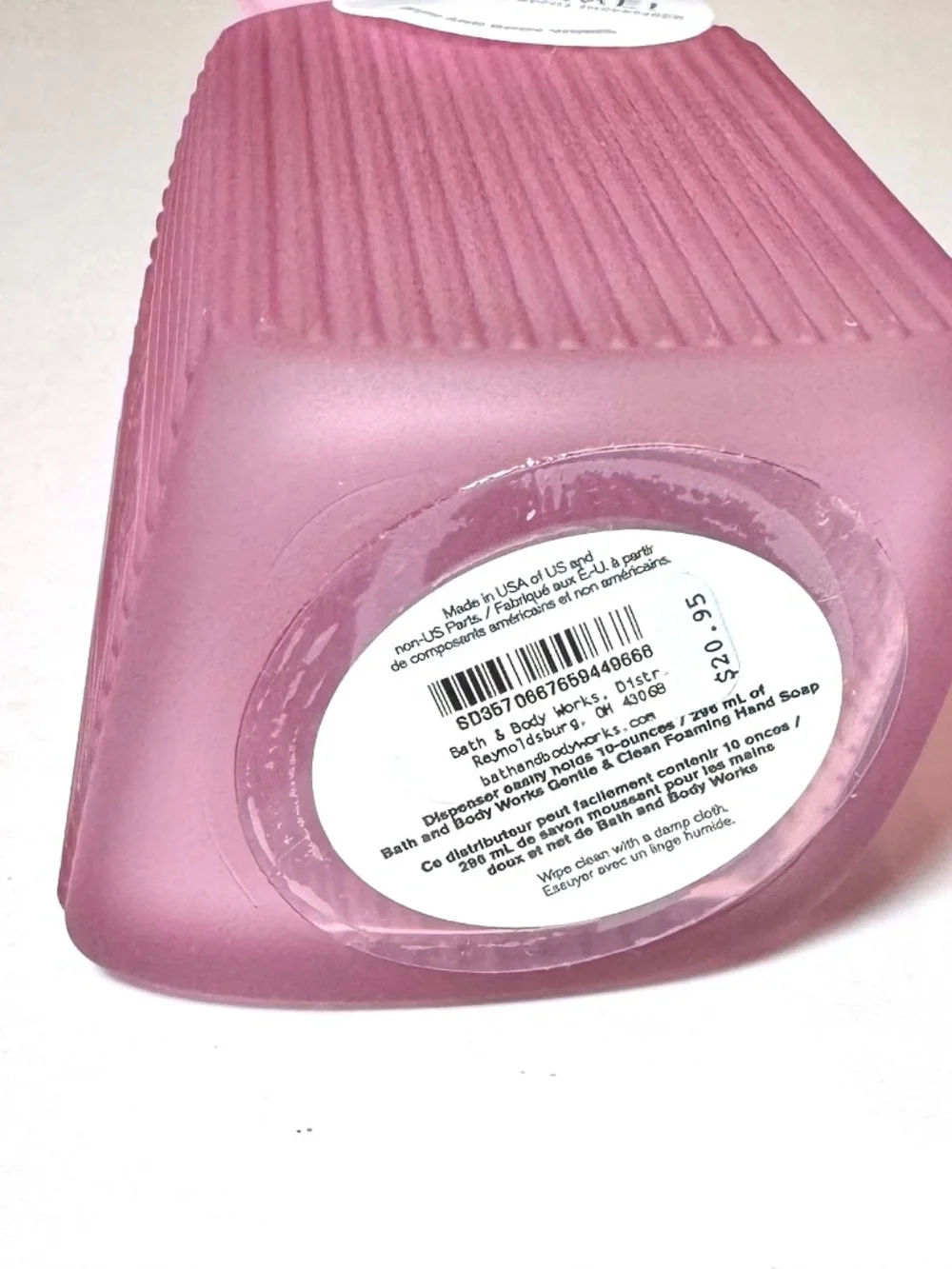 Pink RIBBED GLASS Foaming Hand Soap Dispenser